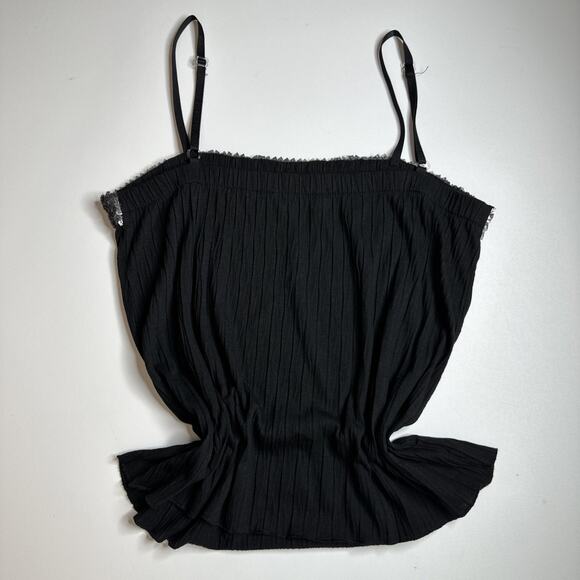 Wanko Black Ribbed Sequin Trim Cami Tank Top Y2K Whimsigoth Going Out Party M - Picture 4 of 10